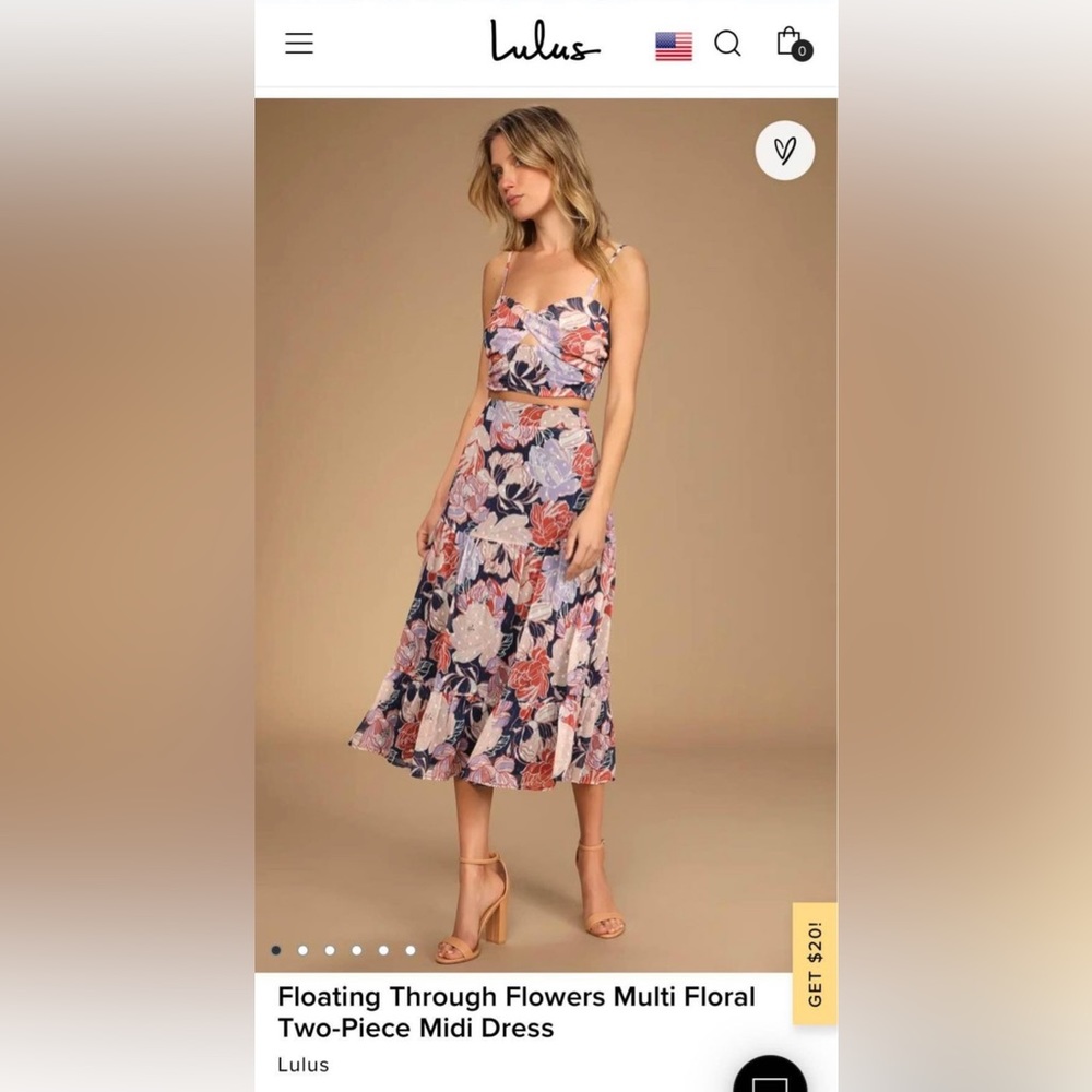 Floating Through Flowers Multi Floral Two-Piece Midi Dress